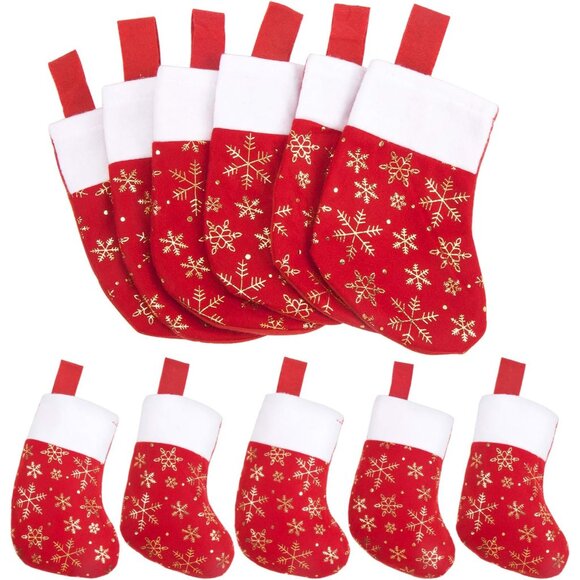 Christmas Mini Stockings,12 Pcs Felt Glitter Snowflake Stockings for Christmas T - Picture 5 of 6